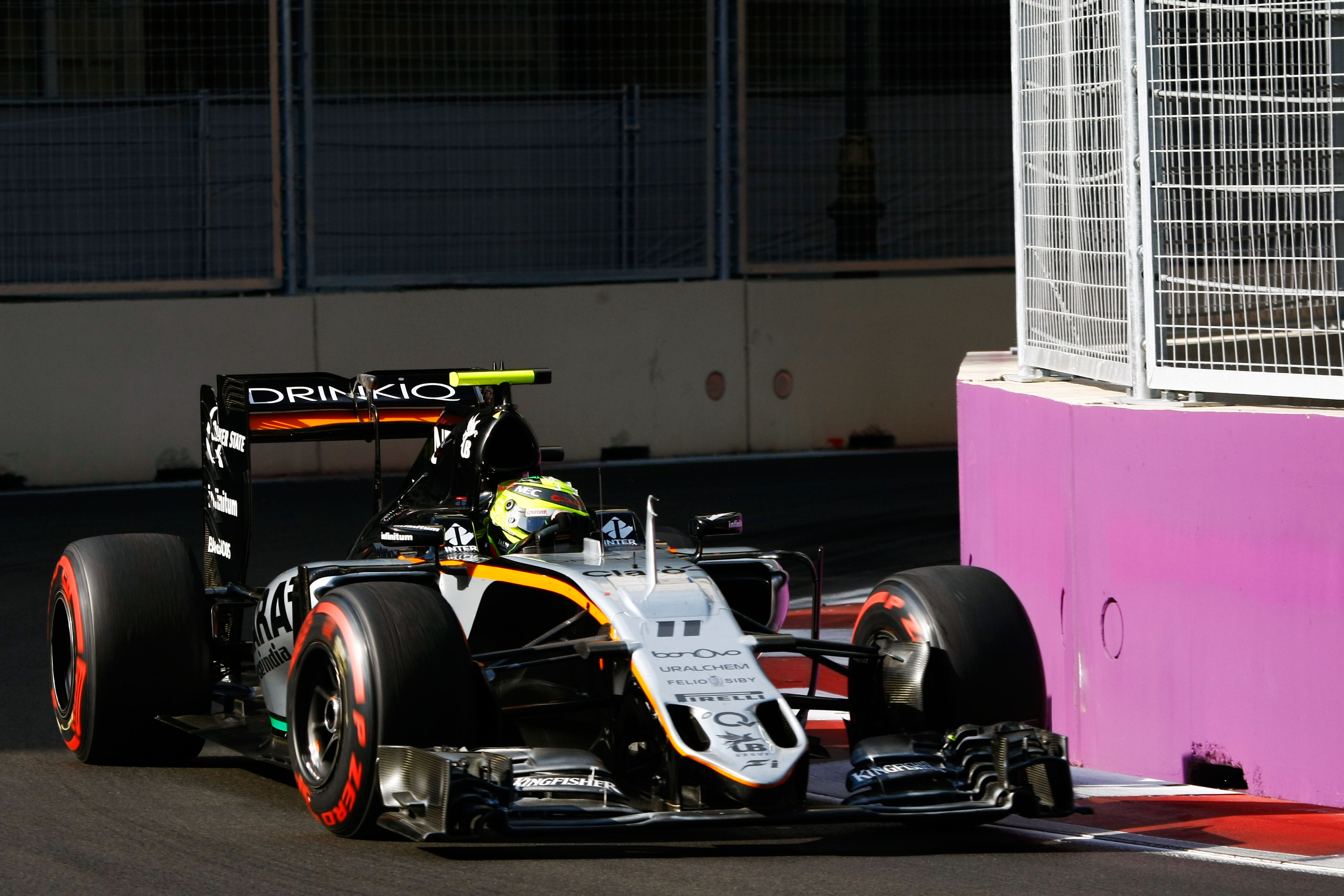 Sergio Perez (MEX) Sahara Force India F1 VJM09. European Grand Prix, Sunday 19th June 2016. Baku City Circuit, Azerbaijan.