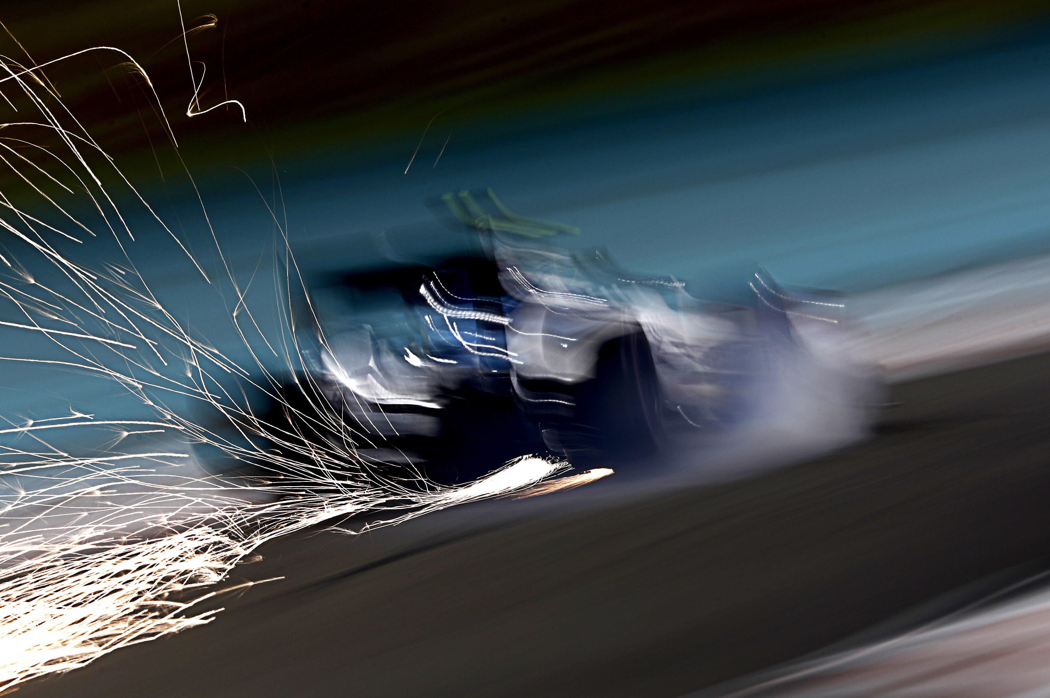 Yas Marina Circuit, Abu Dhabi, United Arab Emirates. Friday 25 November 2016. Sparks fly from the car of Valtteri Bottas, Williams FW38 Mercedes. Photo: Glenn Dunbar/Williams ref: Digital Image _X4I1981