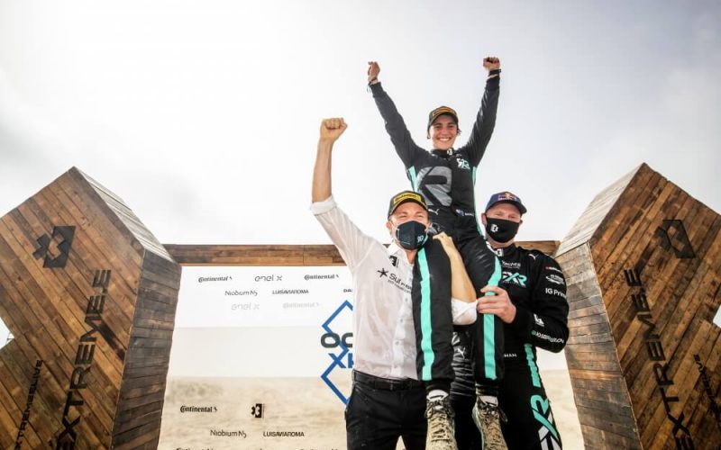 RXR - Nico Rosberg - Molly Taylor - Johan Kristofersson - celebrating the win at Ocean X Prix 2021