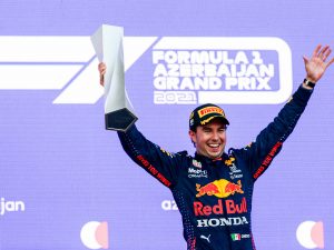 Sergio Perez Red Bull F1 Grand Prin Azerbaijan 2021 Podium