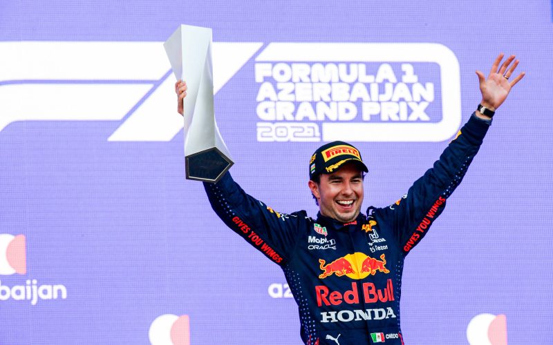 Sergio Perez Red Bull F1 Grand Prin Azerbaijan 2021 Podium